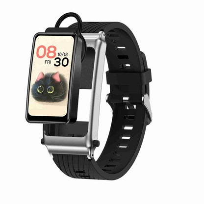 K80 1.57 inch Silicone Band IP67 Earphone Detachable Smart Watch Support Bluetooth Call, Silicone Band (Black), Silicone Band (Silver)