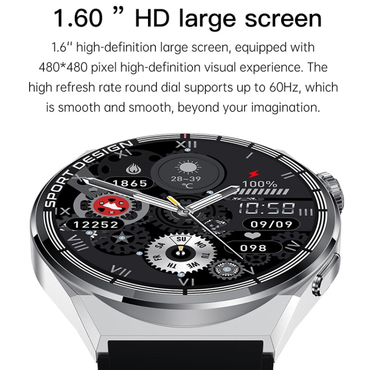 HDT MAX 1.60 inch Silver Dial Silicone Band IP68 Waterproof Smart Watch Support Bluetooth Call, Silver Dial Silicone Band