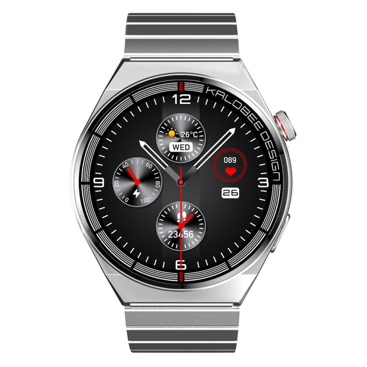 1.3 inch Bamboo Steel Band IP68 Waterproof Smart Watch Support Bluetooth Call, Silver Steel Band, Black Steel Band