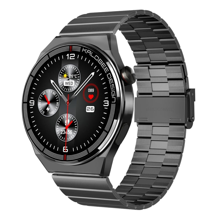 1.3 inch Bamboo Steel Band IP68 Waterproof Smart Watch Support Bluetooth Call, Silver Steel Band, Black Steel Band