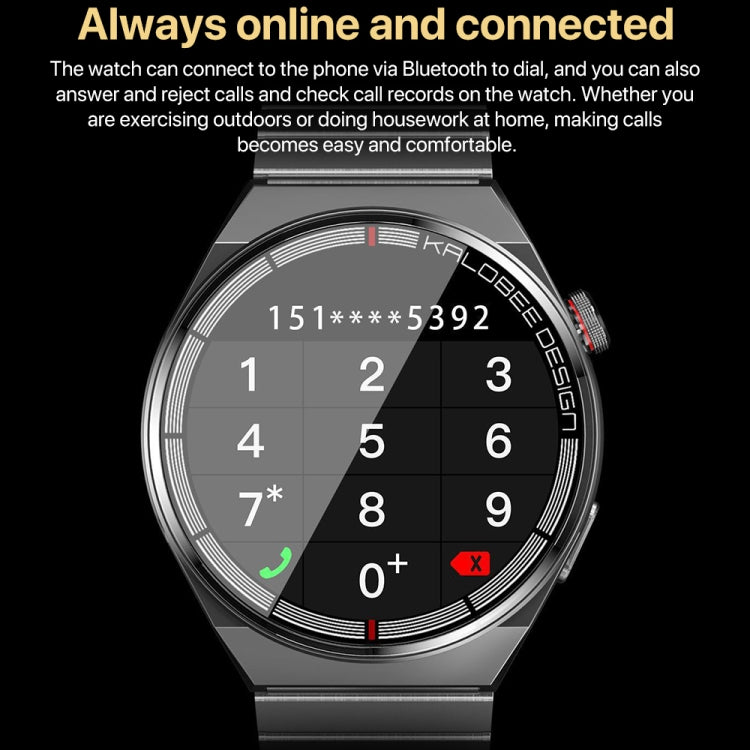 1.3 inch Bamboo Steel Band IP68 Waterproof Smart Watch Support Bluetooth Call, Silver Steel Band, Black Steel Band