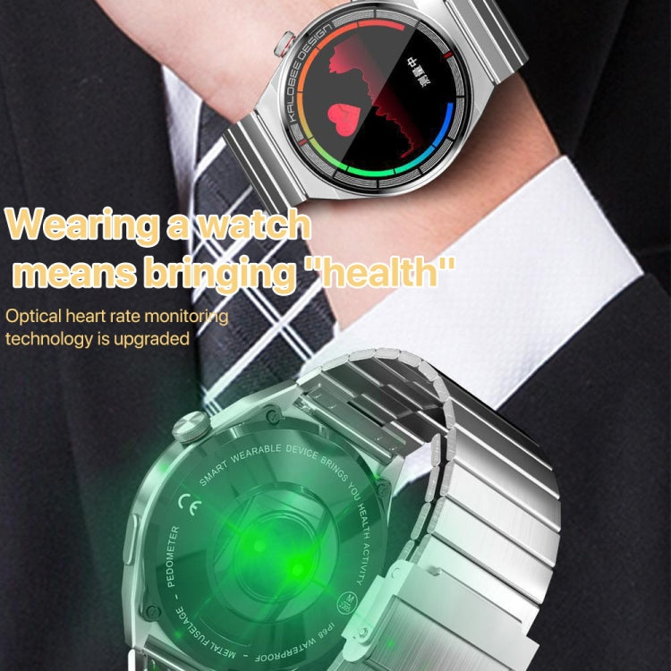 1.3 inch Bamboo Steel Band IP68 Waterproof Smart Watch Support Bluetooth Call, Silver Steel Band, Black Steel Band