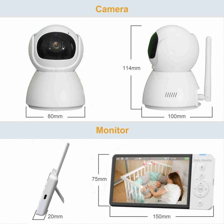 ABM700 5 inch Wireless Video Night Vision Baby Monitor Security Camera, ABM700