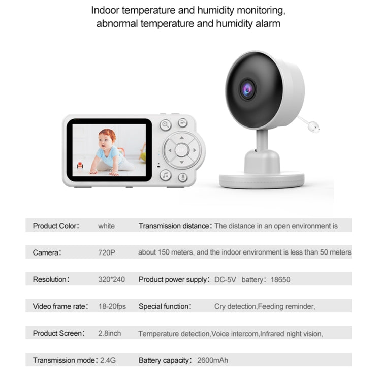 YE10-C3 2.8 inch 2.4G Wireless Video Night Vision Baby Monitor Security Camera, YE10-C3