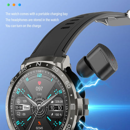 M68 Plus 1.52 inch Round Screen 2 in 1 Bluetooth Earphone Smart Watch, 512MB Memory Support Health Monitoring