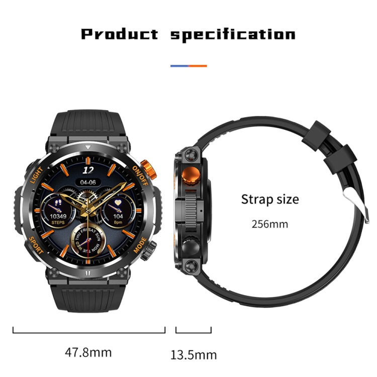 HT17 1.46 inch Round Screen Bluetooth Smart Watch, Support Health Monitoring & 100+ Sports Modes