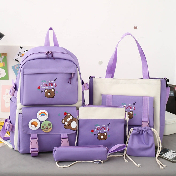5pcs/Set Student Schoolbags, Lightweight and Cute Girls Backpack