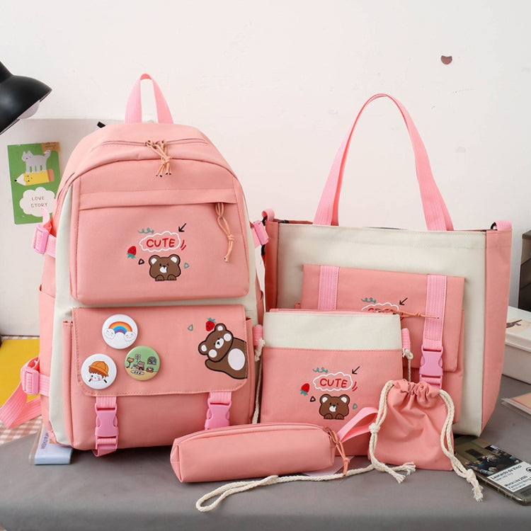 5pcs/Set Student Schoolbags, Lightweight and Cute Girls Backpack