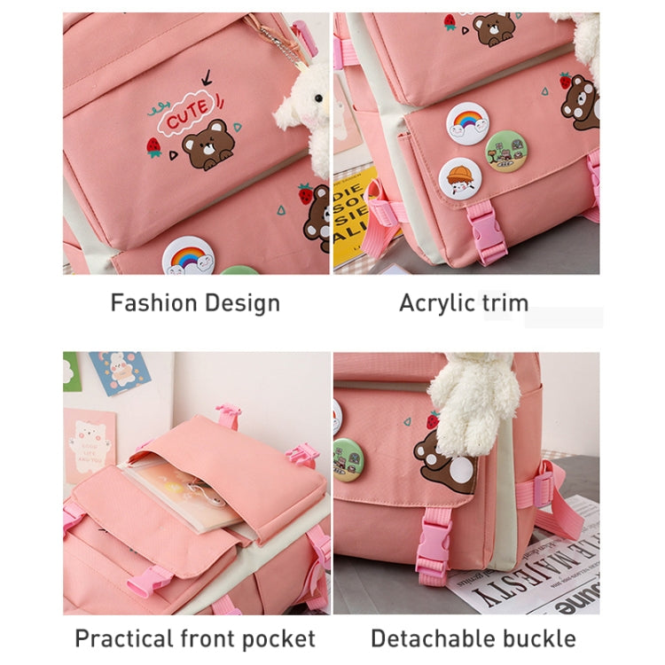 5pcs/Set Student Schoolbags, Lightweight and Cute Girls Backpack