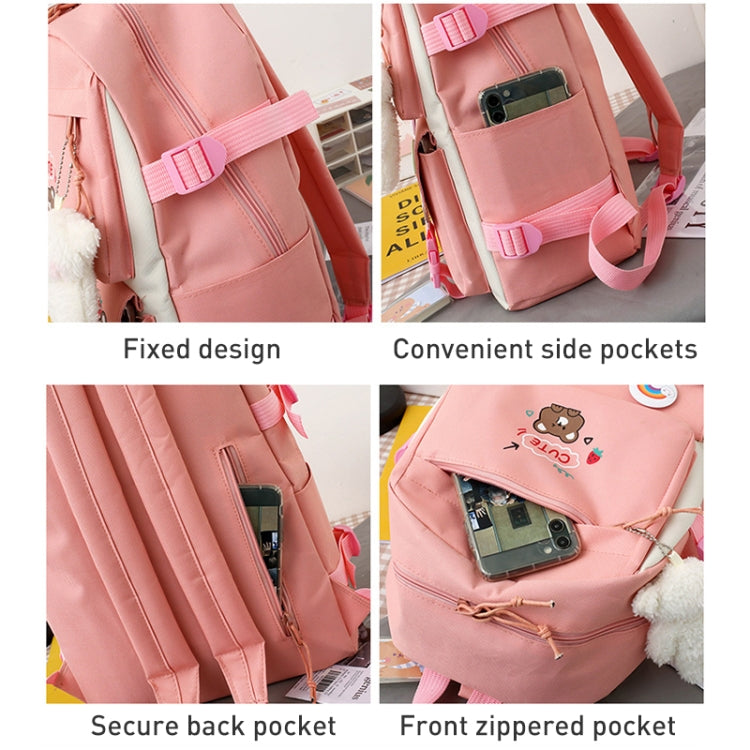 5pcs/Set Student Schoolbags, Lightweight and Cute Girls Backpack