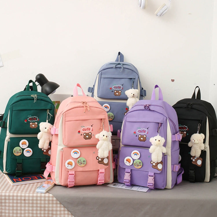 5pcs/Set Student Schoolbags, Lightweight and Cute Girls Backpack