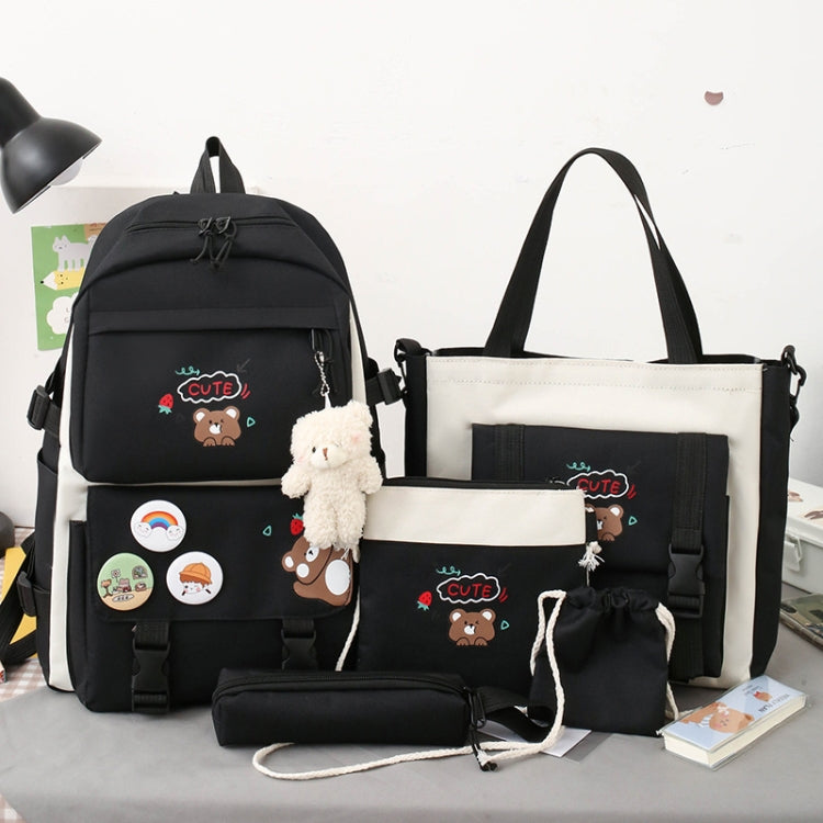 5pcs/Set Student Schoolbags, Lightweight and Cute Girls Backpack with Bear