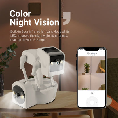 ESCAM PT212 4MP Dual Lens Robot Dog WiFi Camera Supports Cloud Storage/Two-way Audio/Night Vision, US Plug, UK Plug, EU Plug, AU Plug