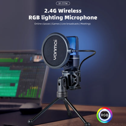 Yanmai SF-777W 2.4G Wireless Gaming Desktop Microphone with RGB Light & Blowout Net, SF-777W