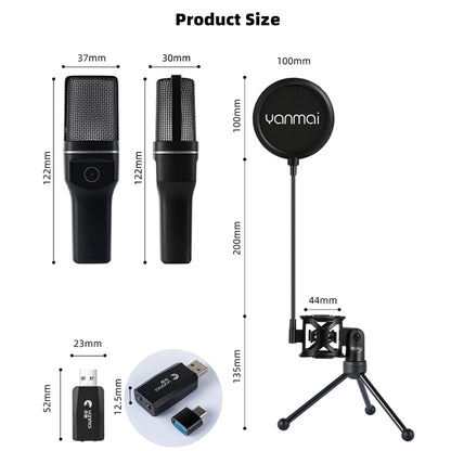 Yanmai SF-777W 2.4G Wireless Gaming Desktop Microphone with RGB Light & Blowout Net, SF-777W