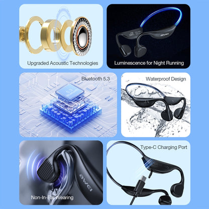 AWEI A895BL Air Conduction Luminous Sports Bluetooth Earphones, A895BL