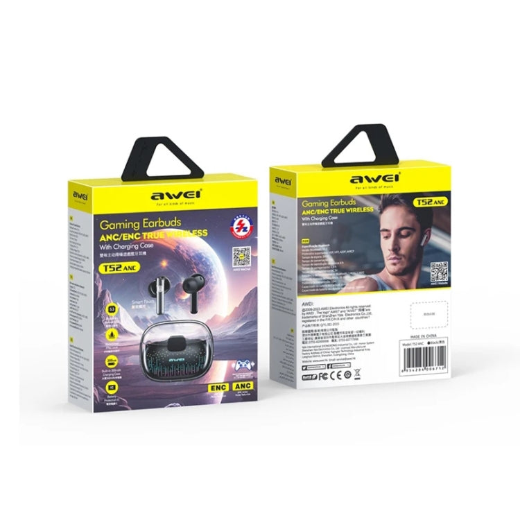 awei T52 ANC TWS Gaming Bluetooth Earbuds, T52