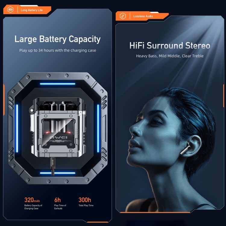 awei T63 Gaming TWS Bluetooth Earbuds, T63