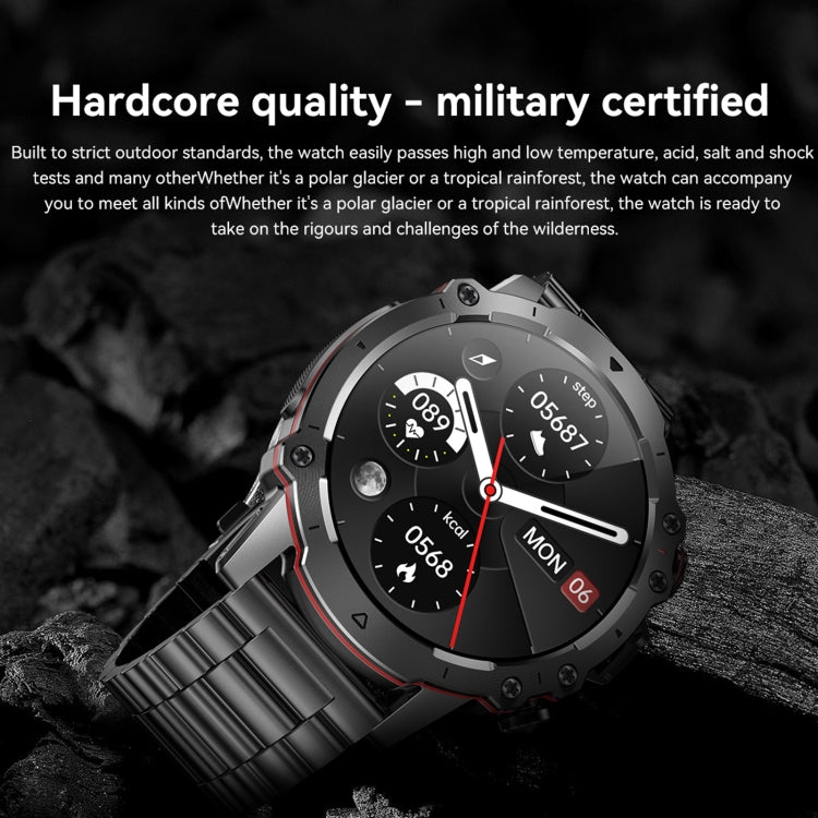 AK56 IP67 BT5.1 1.43inch Smart Watch Support Voice Call / Health Monitoring, Pearl Steel Strap, Steel Mesh Strap