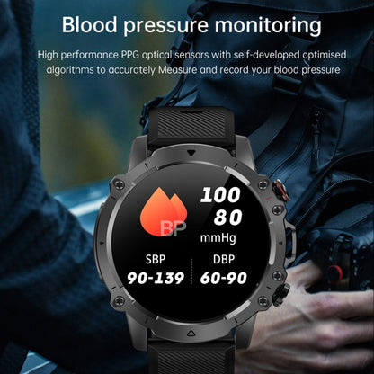 AK56 IP67 BT5.1 1.43inch Smart Watch Support Voice Call / Health Monitoring, Silicone Strap