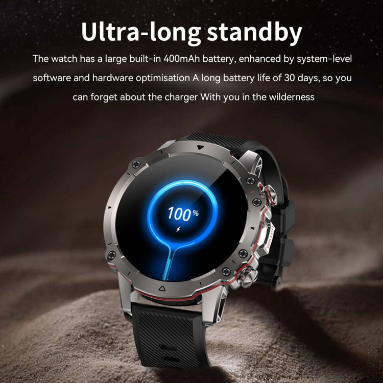 AK56 IP67 BT5.1 1.43inch Smart Watch Support Voice Call / Health Monitoring, Silicone Strap