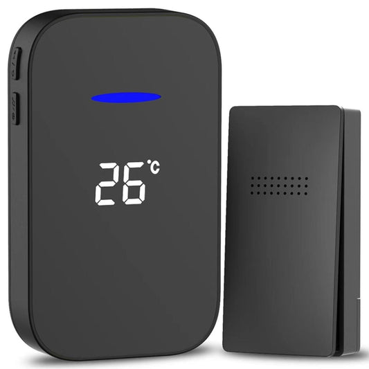 C302B One to One Home Wireless Doorbell Temperature Digital Display Remote Control Elderly Pager, US Plug, EU Plug, UK Plug