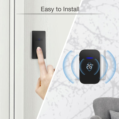 C302B One to One Home Wireless Doorbell Temperature Digital Display Remote Control Elderly Pager, US Plug, EU Plug, UK Plug