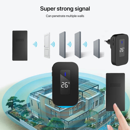 C303B One to One Home Wireless Doorbell Temperature Digital Display Remote Control Elderly Pager, US Plug, EU Plug, UK Plug