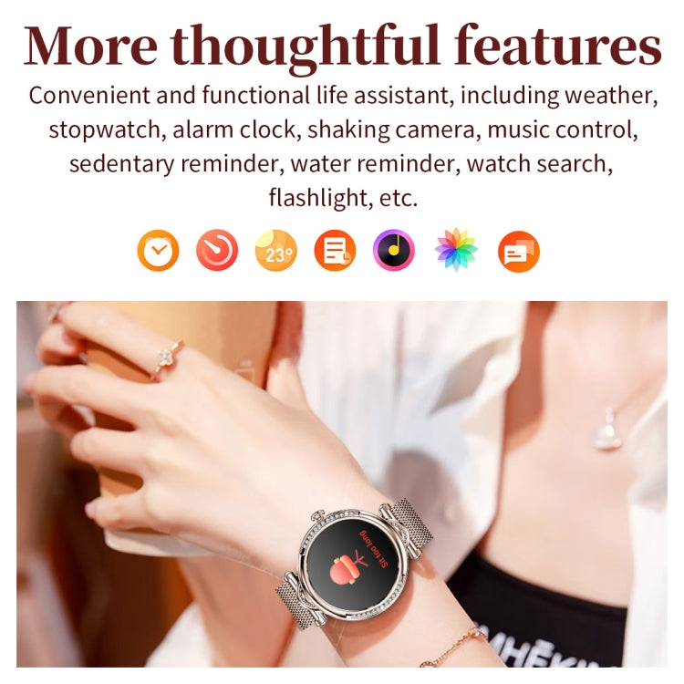 CF32 1.27 inch Screen Lady Smart Watch, Support Female Physiology Monitoring & 100+ Sports Modes, Silicone Band, Steel Band