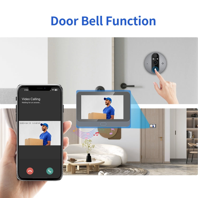 ESCAM C87 1080P 4.3 inch Smart WiFi Digital Door Viewer Supports Wide-Angle PIR & Night Vision & Dingdong Photo, C87
