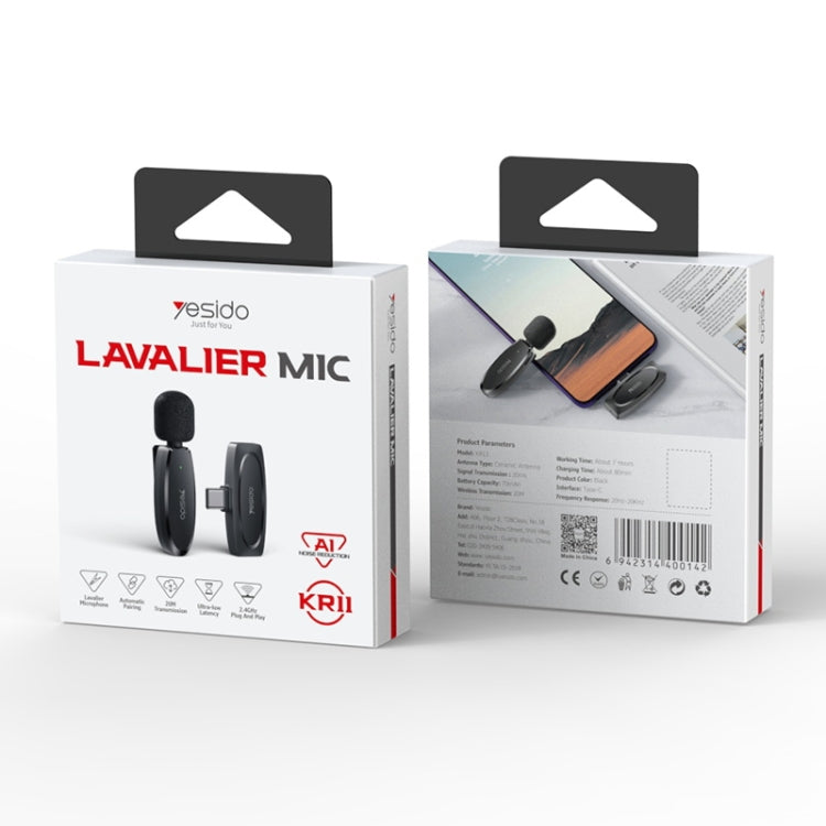 YESIDO KR11 Low-latency Wireless Lavalier Microphone with Type-C Receiver, KR11