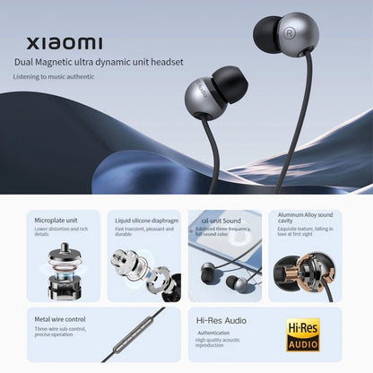 Original Xiaomi Dual Magnetic Super Dynamic Unit Earphone, Length: 1.28m, CDTEJ001LS