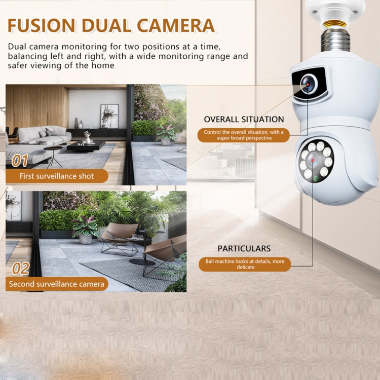 DP41 Bulb-type Dual-lens Motion Tracking Smart Camera Supports Voice Intercom, DP41 (Black), DP41 (White)