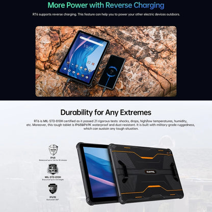 OUKITEL RT6 4G Network IP68/IP69K Rugged Tablet, 10.1 inch Android 13 MediaTek MT8788 Octa Core Support Dual SIM, EU Plug, RT6 8GB+256GB