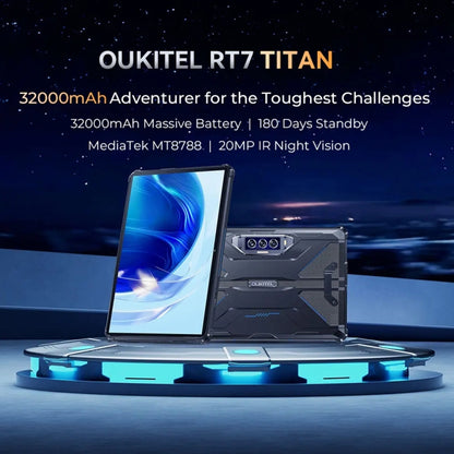 OUKITEL RT7 TITAN 4G Network IP68/IP69K Rugged Tablet, 10.1 inch Android 13 MediaTek MT8788 Octa Core Support Dual SIM, EU Plug, RT7 4G 8GB+256GB