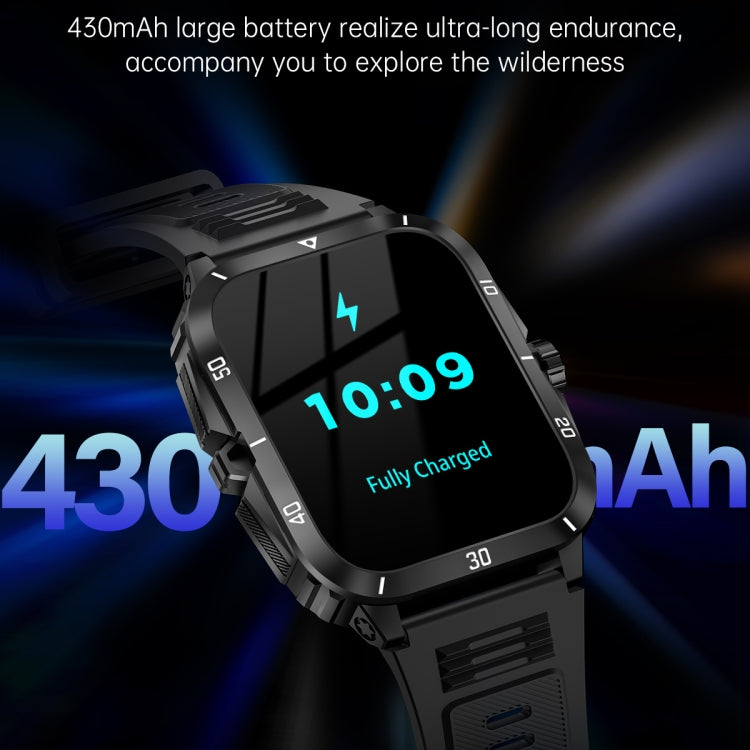 KT71 1.96 inch HD Square Screen Rugged Smart Watch Supports Bluetooth Calls/Sleep Monitoring/Blood Oxygen Monitoring