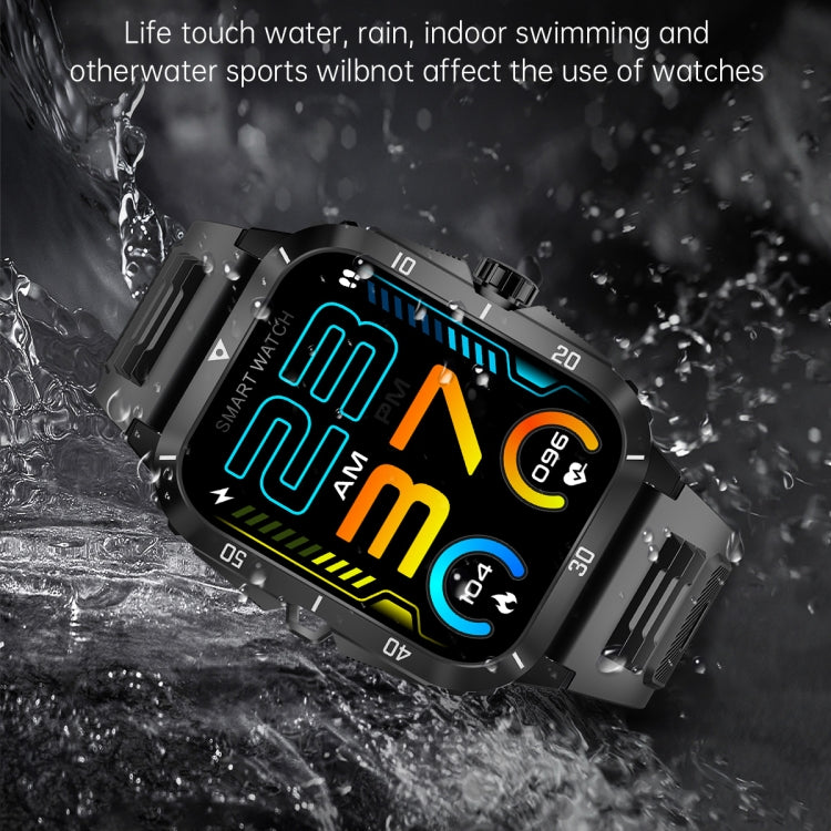 KT71 1.96 inch HD Square Screen Rugged Smart Watch Supports Bluetooth Calls/Sleep Monitoring/Blood Oxygen Monitoring