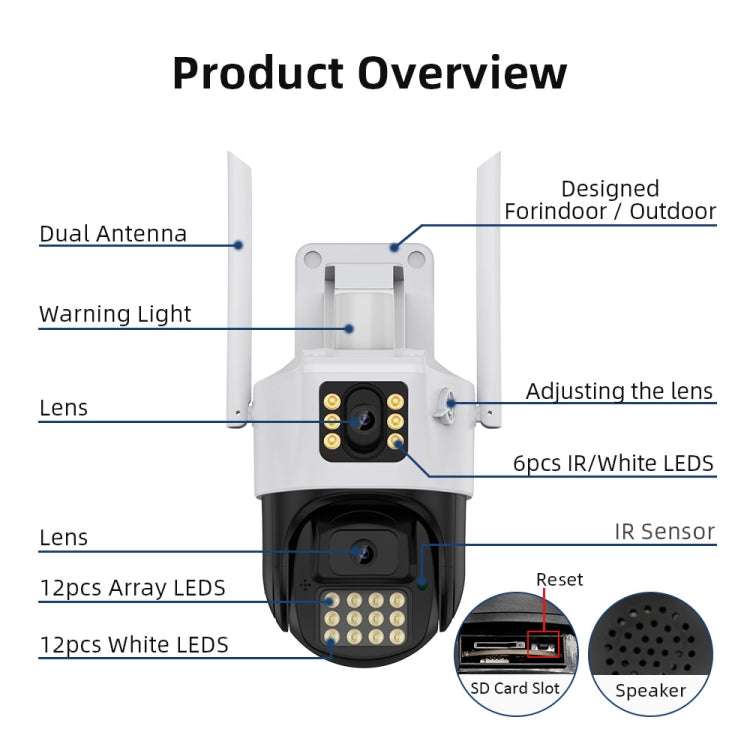 QX86 Motion Tracking Night Vision Smart Camera Supports Voice Intercom, US Plug, EU Plug, AU Plug, UK Plug