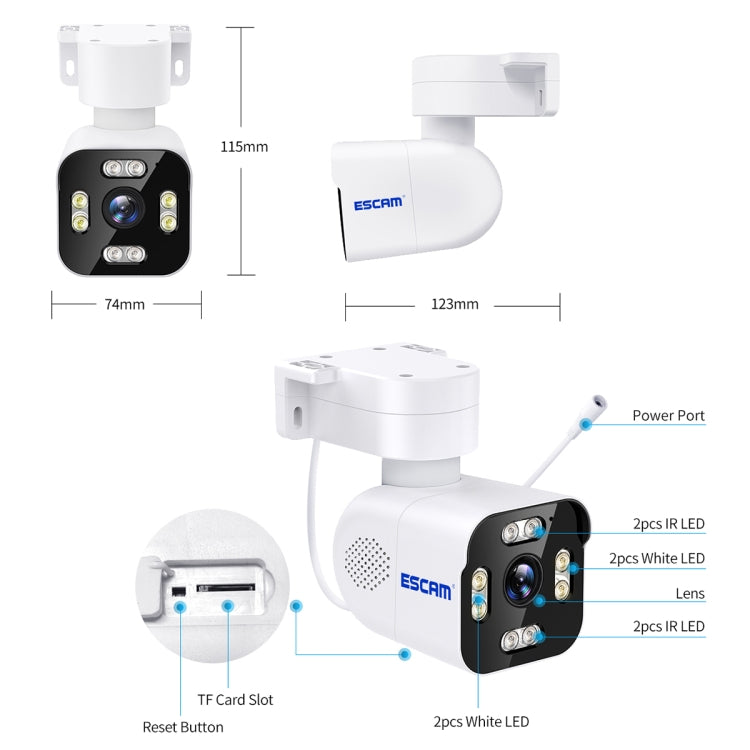 ESCAM PT303 3MP HD Motion Detection APP Control Pan & Tilt WiFi IP Camera, PT303