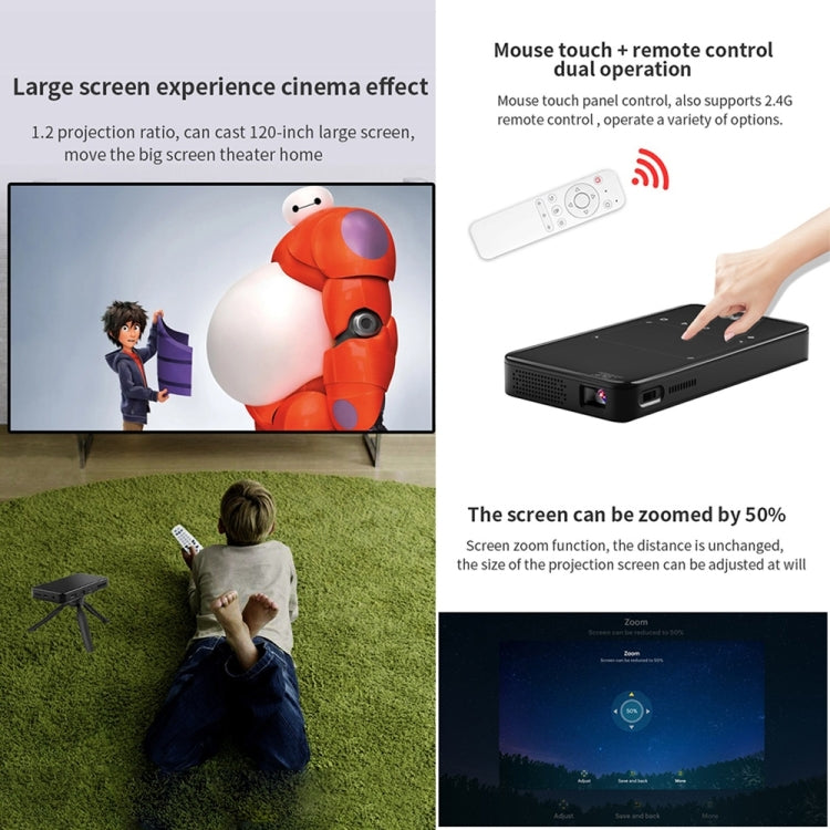 S90 DLP Android 9.0 2GB+32GB 4K Mini WiFi Smart Projector, EU Plug, US Plug, UK Plug, AU Plug