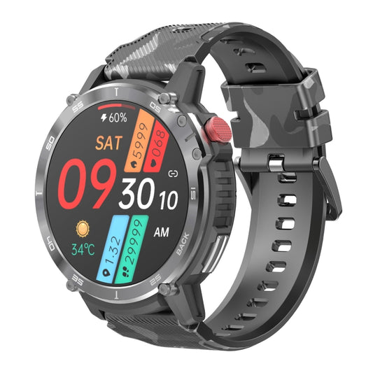 C22 1.6 inch Round Screen Bluetooth Smart Watch, Support Health Monitoring & 24 Sports Modes