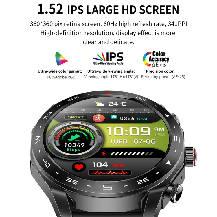 T95 1.52 inch BT5.0 Smart Sport Watch with Earbuds, Support Bluetooth Call / Blood Oxygen / Heart Rate / Blood Pressure Health Monitor