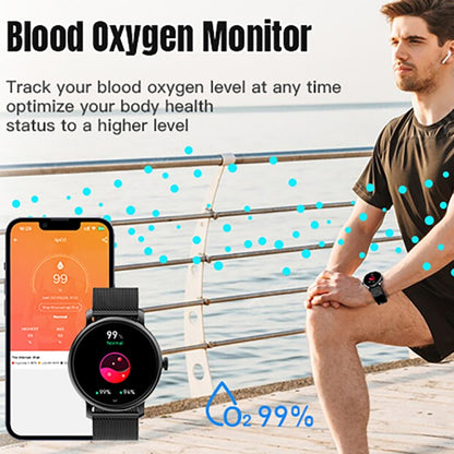 LEMFO LF35 1.43 inch AMOLED Round Screen Steel Strap Smart Watch Supports Blood Oxygen Detection