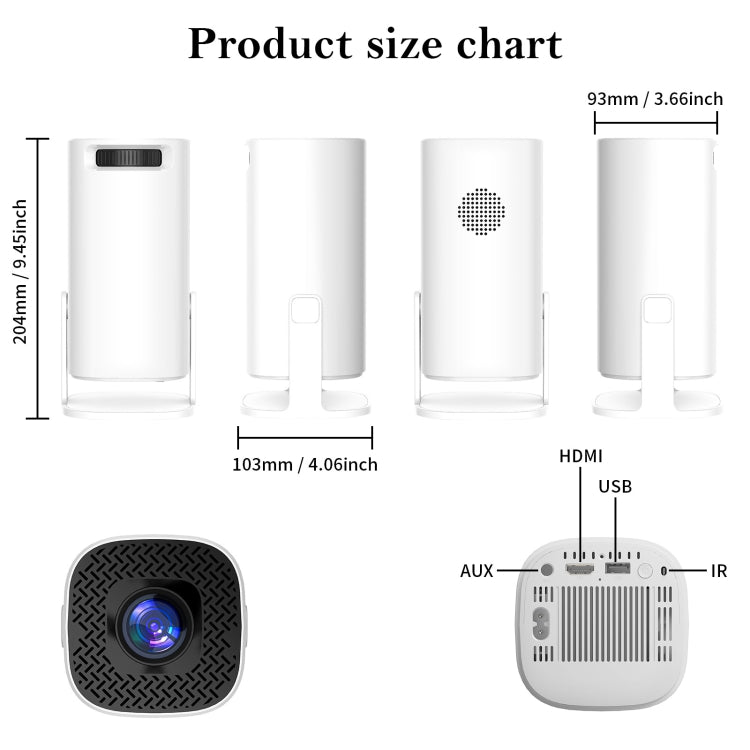 GXMO P30 Android 11 OS HD Portable WiFi Projector, US Plug, EU Plug, UK Plug, AU Plug