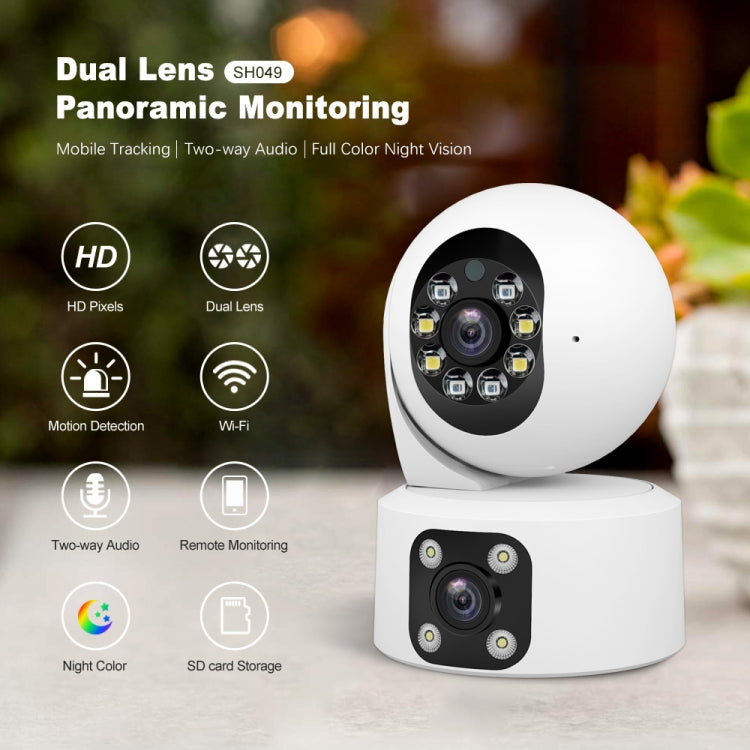 SriHome SH049 2MP + 2MP Humanoid Tracking Smart Night Vision Dual Lens HD IP Camera, SH049