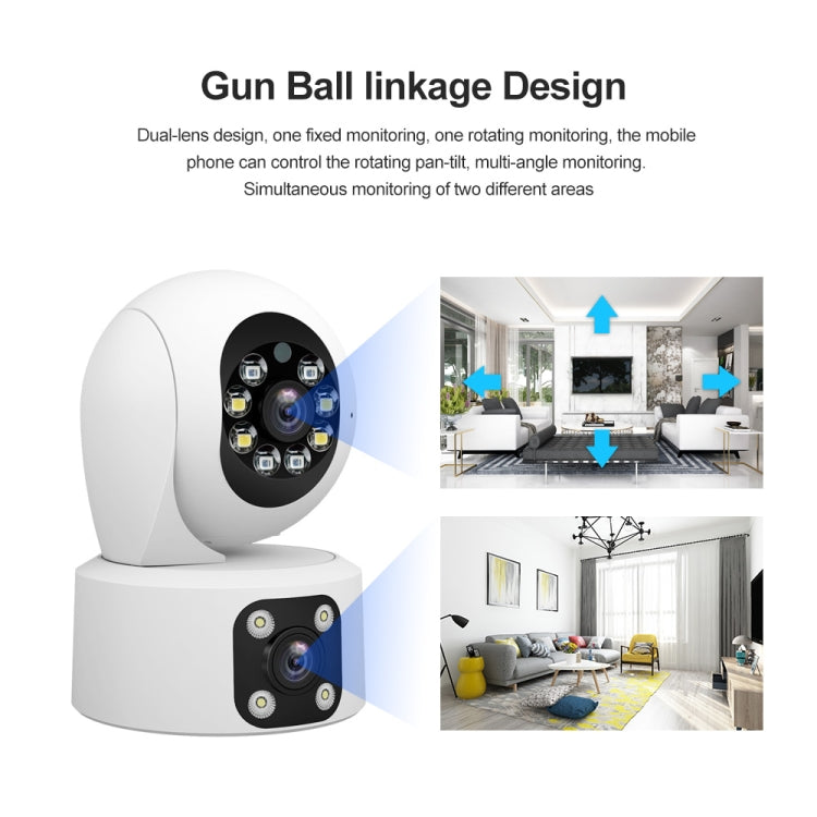 SriHome SH049 2MP + 2MP Humanoid Tracking Smart Night Vision Dual Lens HD IP Camera, SH049