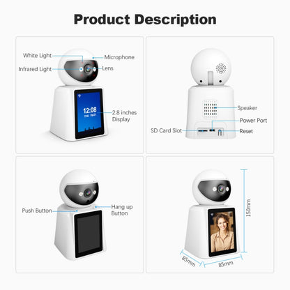 Srihome SH053 2MP 2.8 inch IPS Screen Smart IP Camera Baby Monitor, SH053