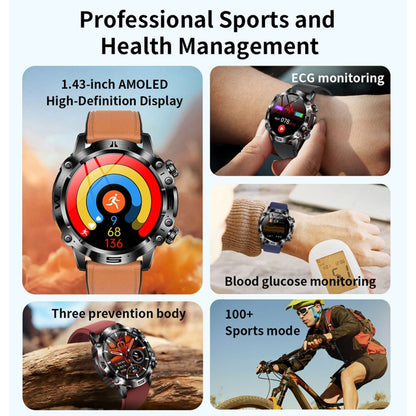 ET482 1.43 inch AMOLED Screen Sports Smart Watch Support Bluetooth Call /  ECG Function