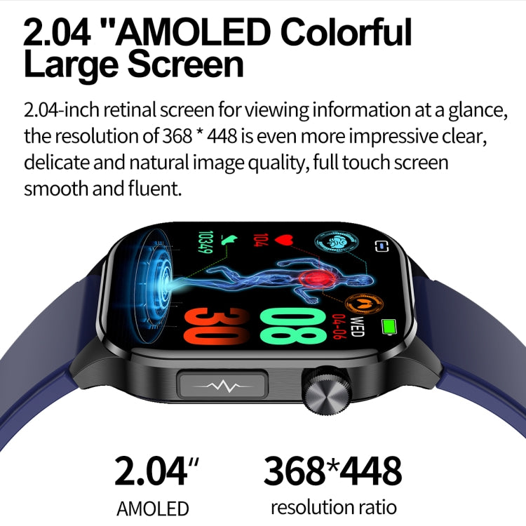 ET580 2.04 inch AMOLED Screen Sports Smart Watch Support Bluetooth Call /  ECG Function