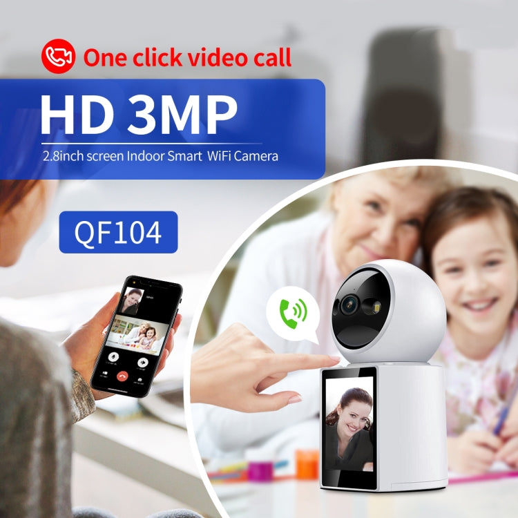 ESCAM QF104 One Click Video Call 3MP Indoor Humanoid Detection Audible Alarm Color Night Version Smart WiFi Camera, AU Plug, US Plug, UK Plug, EU Plug